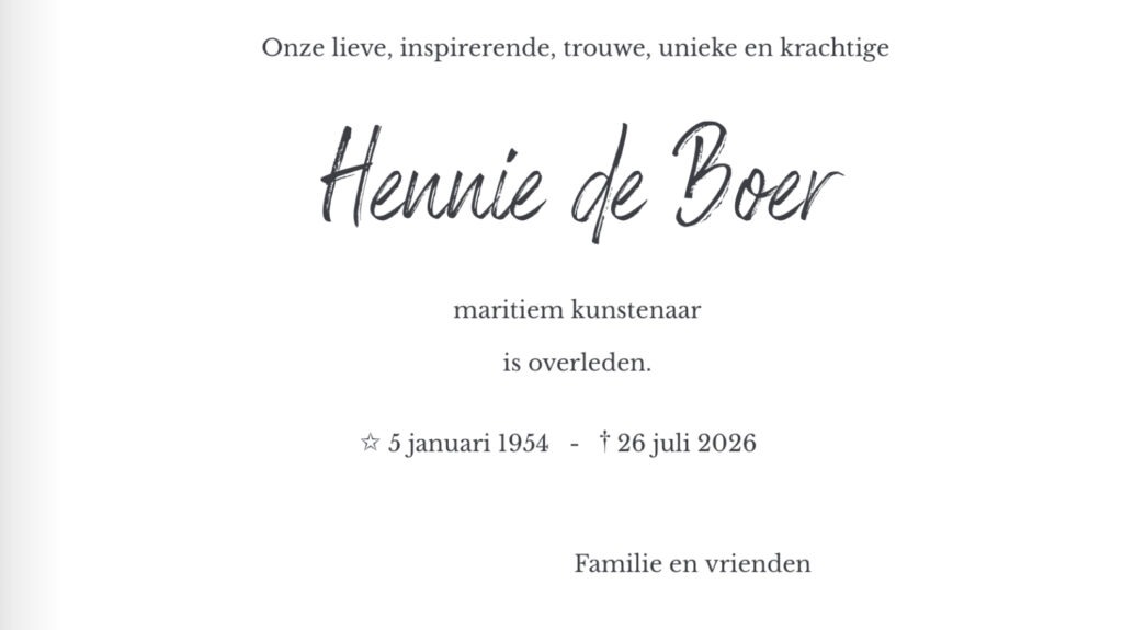 Hennie overleden